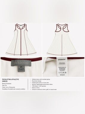Women's White Racerback Mini Dress with Maroon Piping